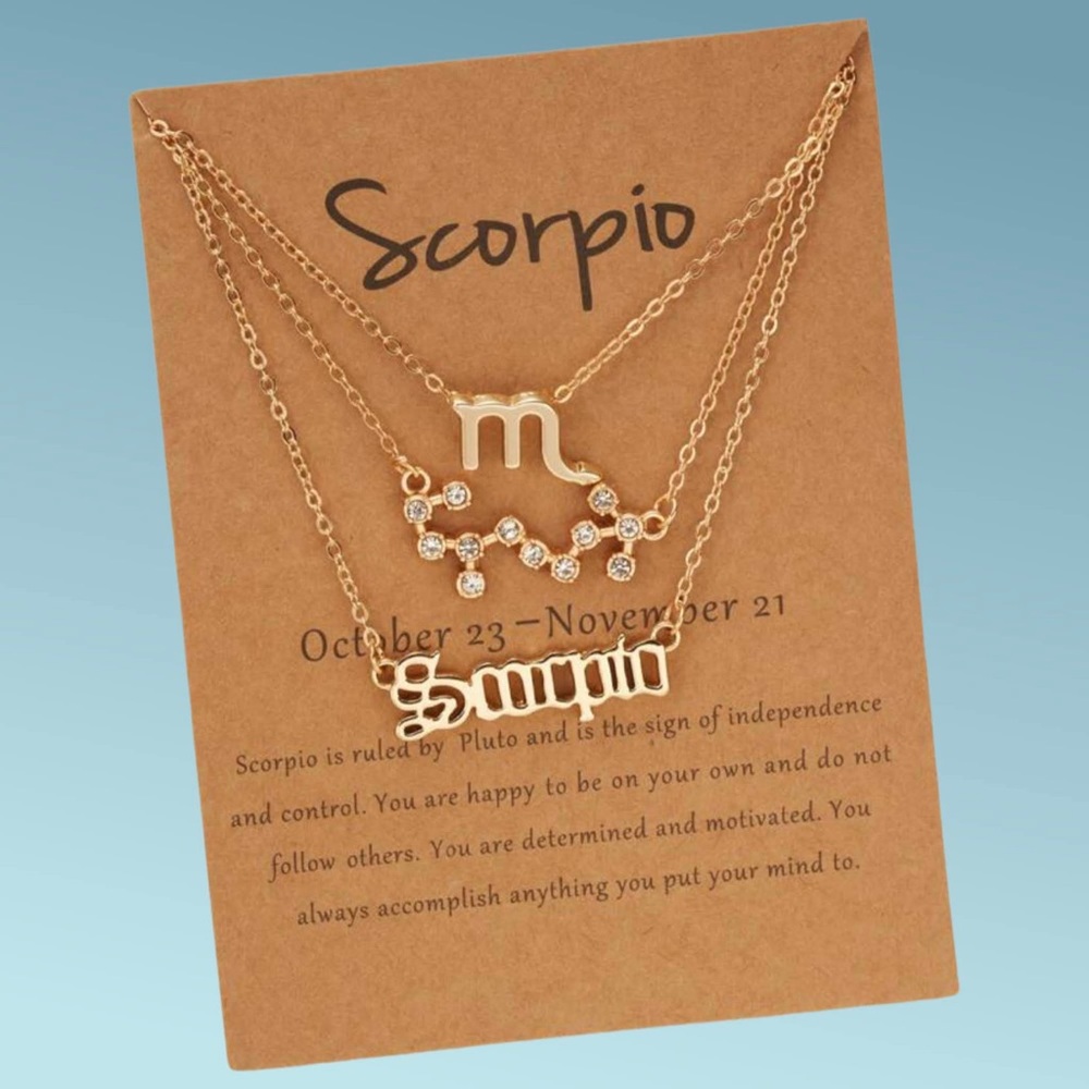 PANTIDE 3Pcs Constellation Zodiac Layer Necklaces.